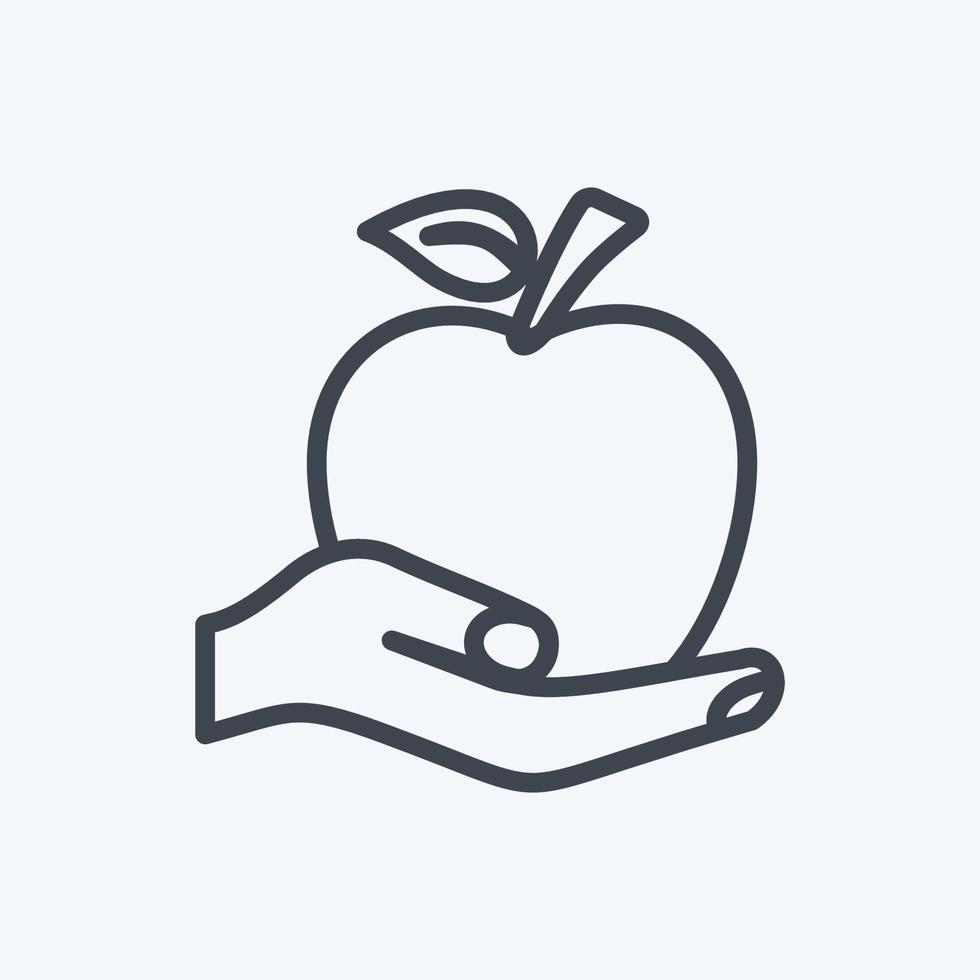 icono con manzana. adecuado para el símbolo de acciones manuales. estilo de línea diseño simple editable. vector de plantilla de diseño. ilustración de símbolo simple