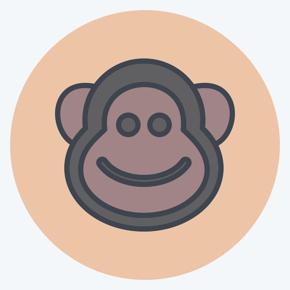 Icon Monkey. suitable for Animal symbol. color mate style. simple design editable. design template vector. simple symbol illustration vector