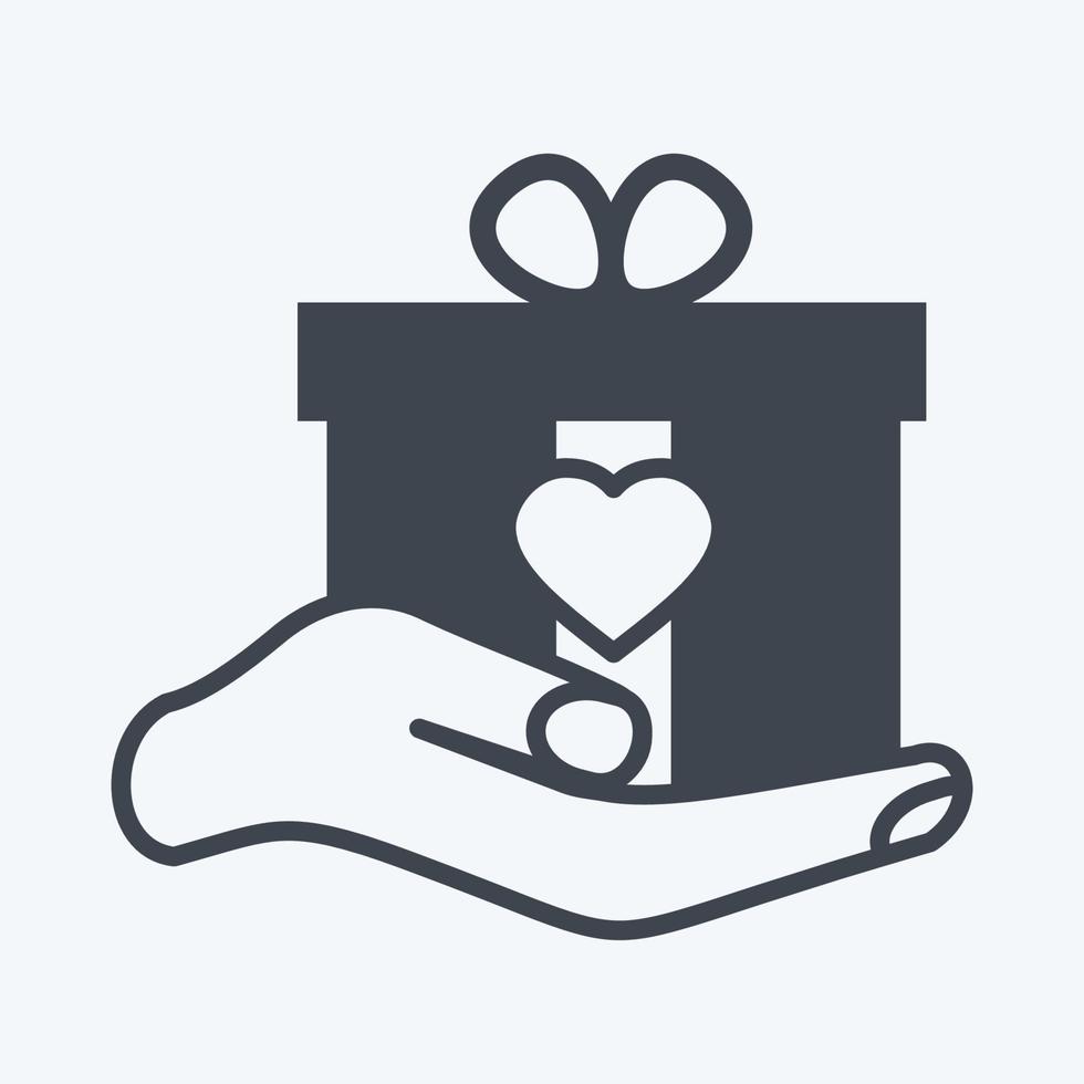 Icon Holding Gift. suitable for Hand Actions symbol. glyph style. simple design editable. design template vector. simple symbol illustration vector