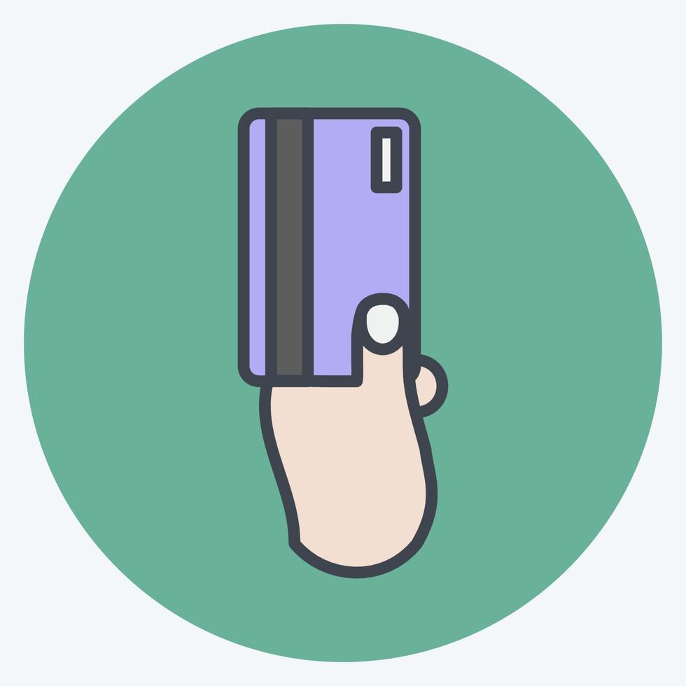 Icon Holding Credit Card. suitable for Hand Actions symbol. color mate style. simple design editable. design template vector. simple symbol illustration vector