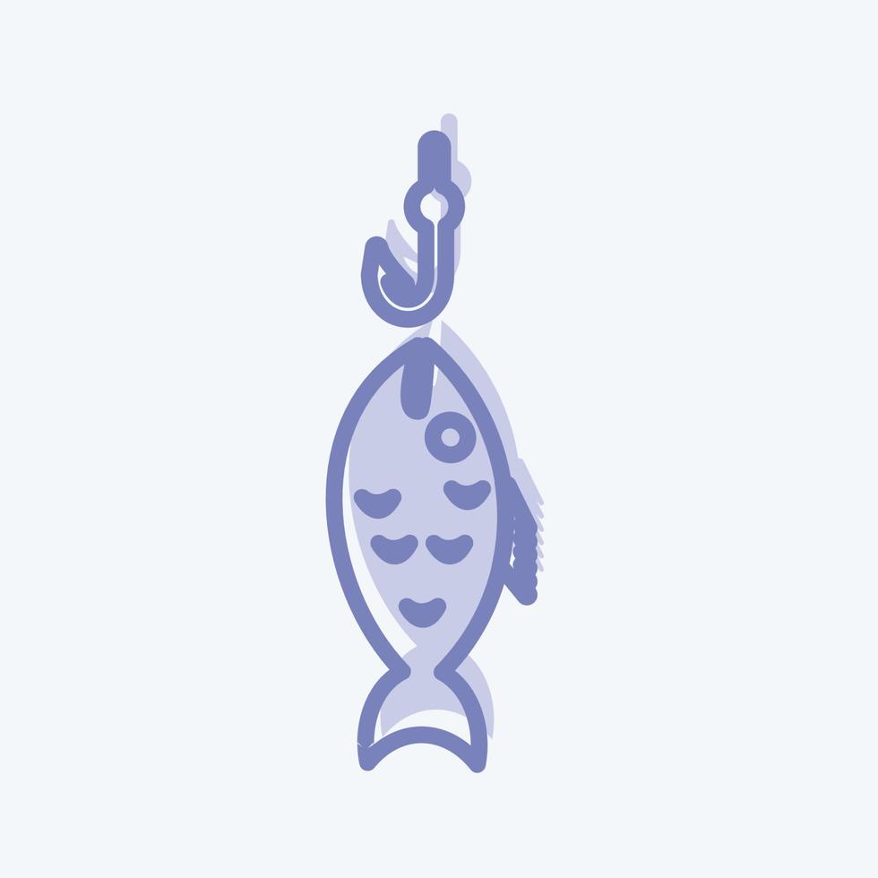 Icon Fish Caught. suitable for Sea symbol. two tone style. simple design editable. design template vector. simple symbol illustration vector