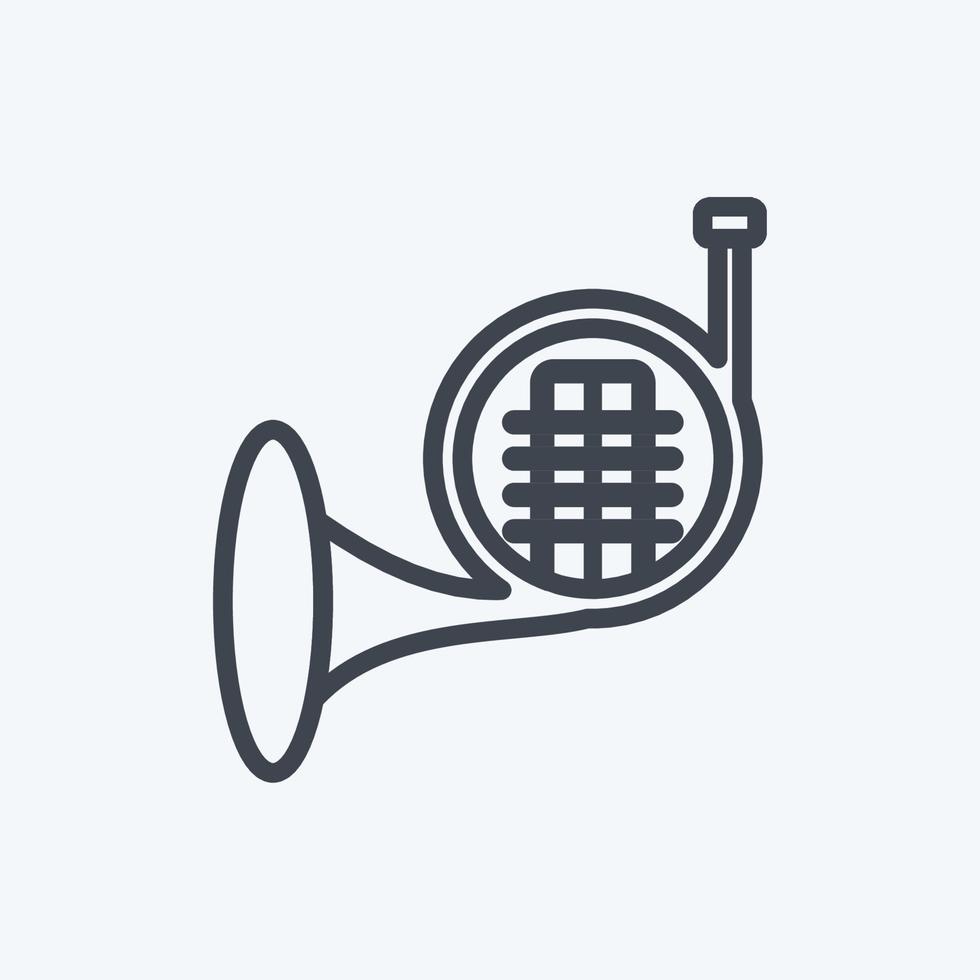Icon French Horn. suitable for music symbol. line style. simple design editable. design template vector. simple symbol illustration vector