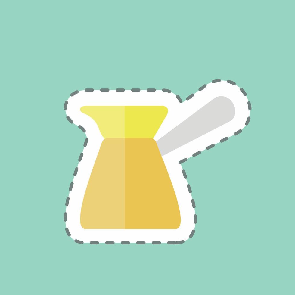 Cafetera turca con corte de línea de pegatinas. adecuado para el símbolo de bebida. diseño simple editable. vector de plantilla de diseño. ilustración de símbolo simple