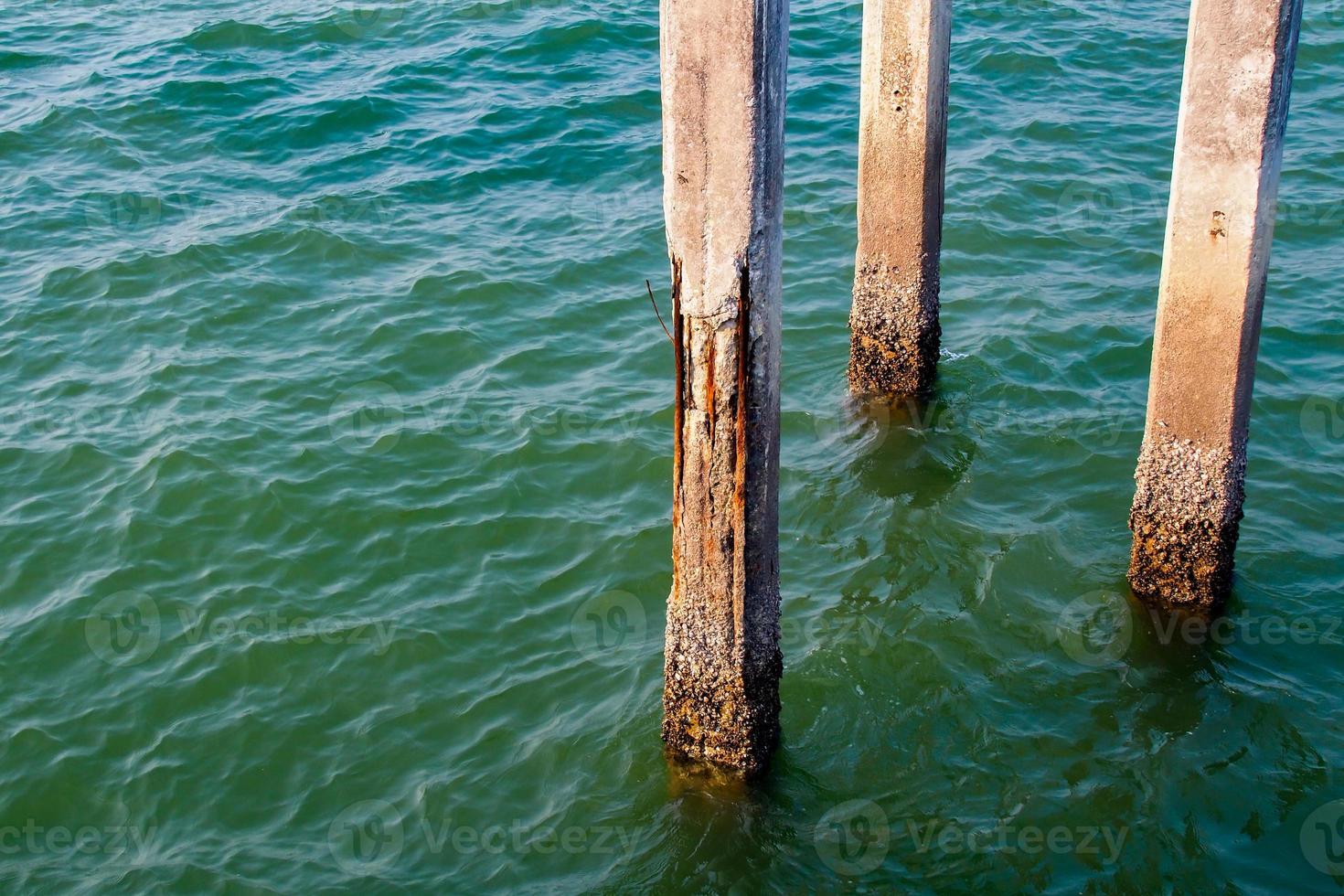 Columns that had been exposed to seawater eroded and rusted steel. photo