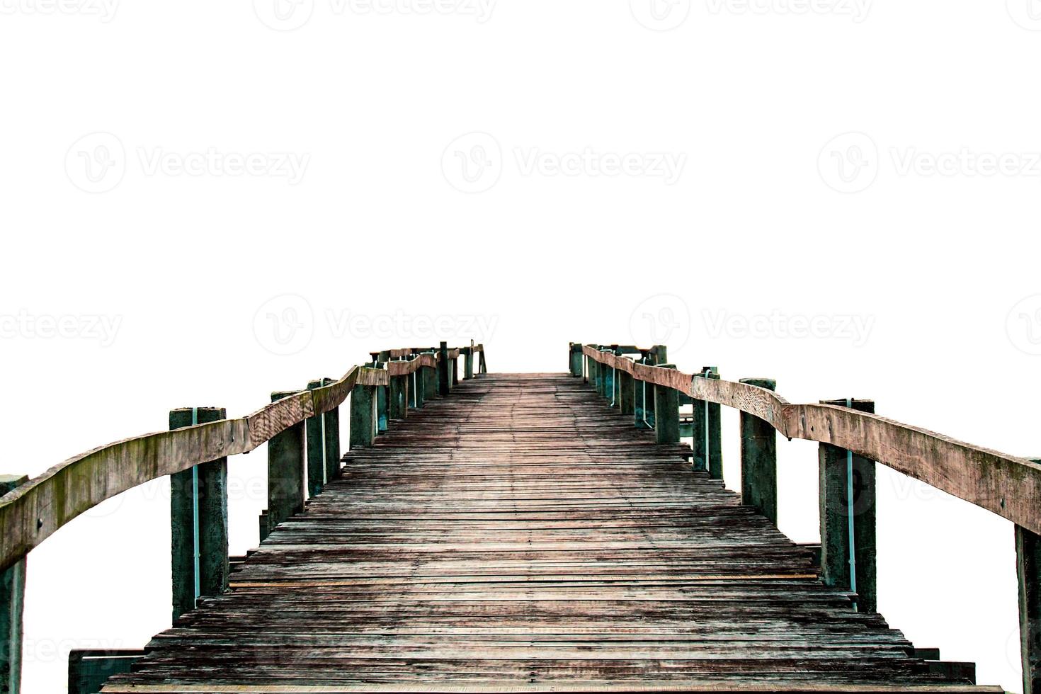 classic wooden bridge on colored background with clipping path photo