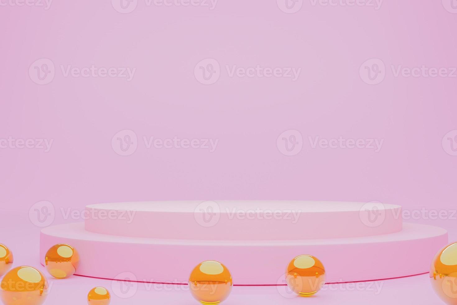 Mock-up Display Product Podium, 3D rendering. Abstract scene background. Cylinder podium on pink background. Product presentation, mock up, show cosmetic product, Podium, stage pedestal or platform photo