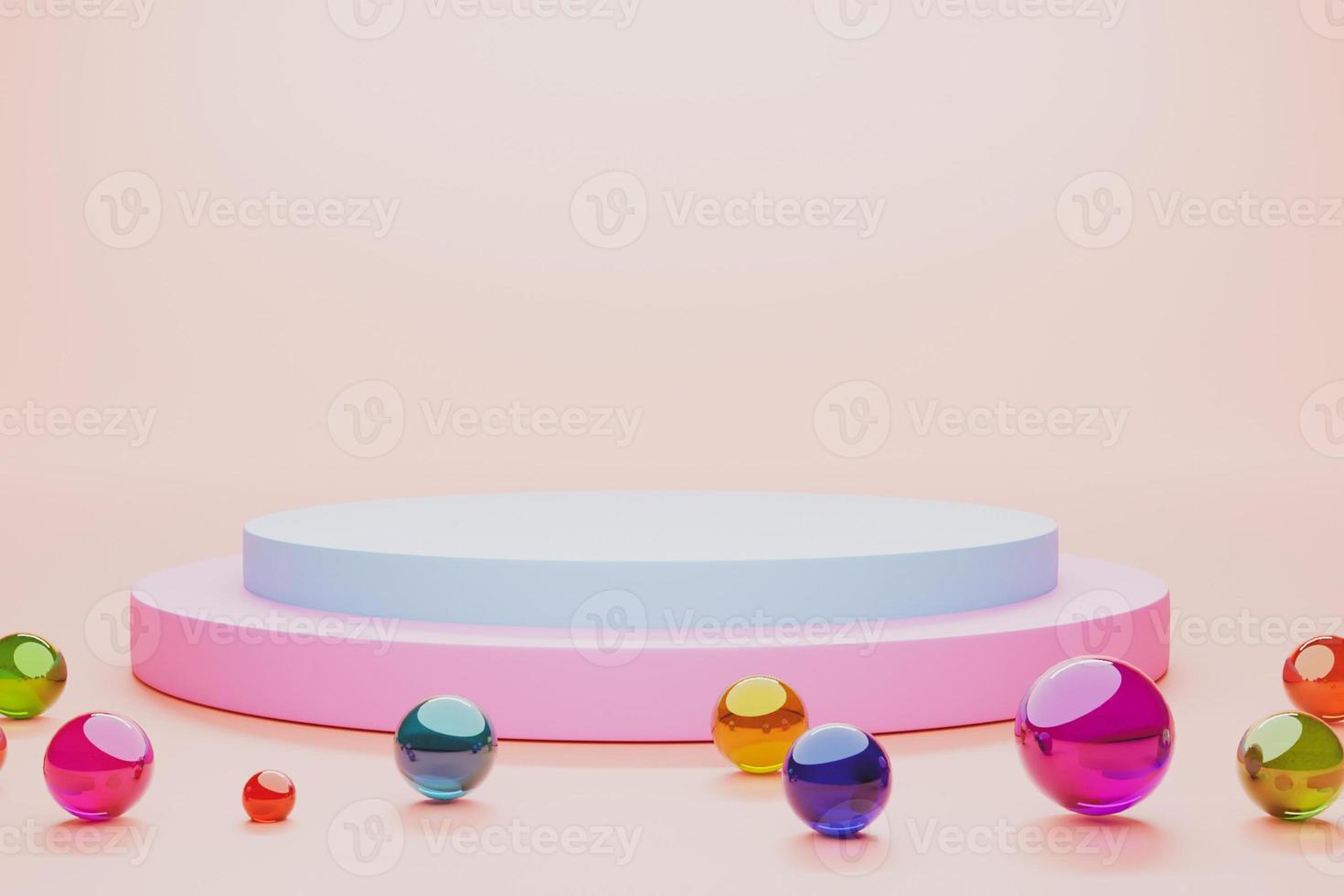 Mock-up Display Product Podium, 3D rendering. Abstract scene background. Cylinder podium on pink background. Product presentation, mock up, show cosmetic product, Podium, stage pedestal or platform photo