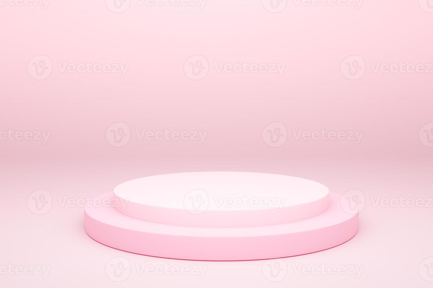 Mock-up Display Product Podium, 3D rendering. Abstract scene background. Cylinder podium on pink background. Product presentation, mock up, show cosmetic product, Podium, stage pedestal or platform photo