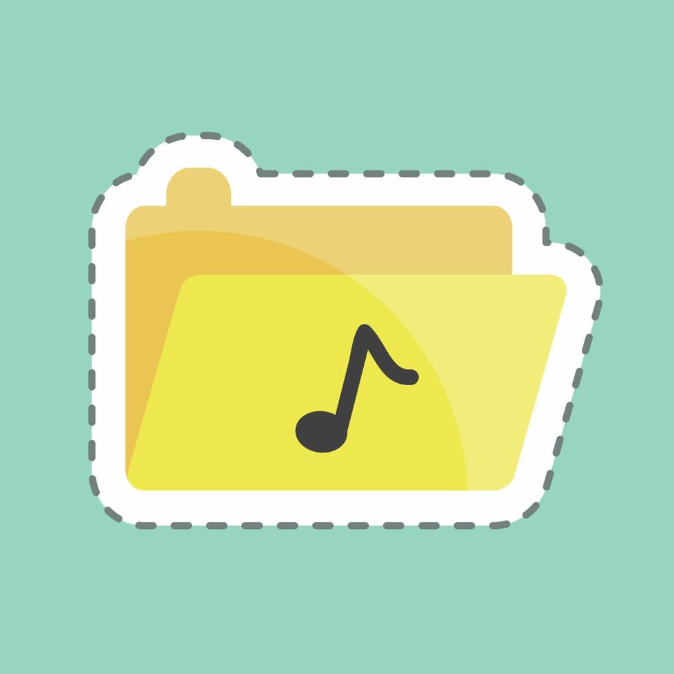 Sticker line cut Music Folder. suitable for music symbol. color mate style. simple design editable. design template vector. simple symbol illustration vector