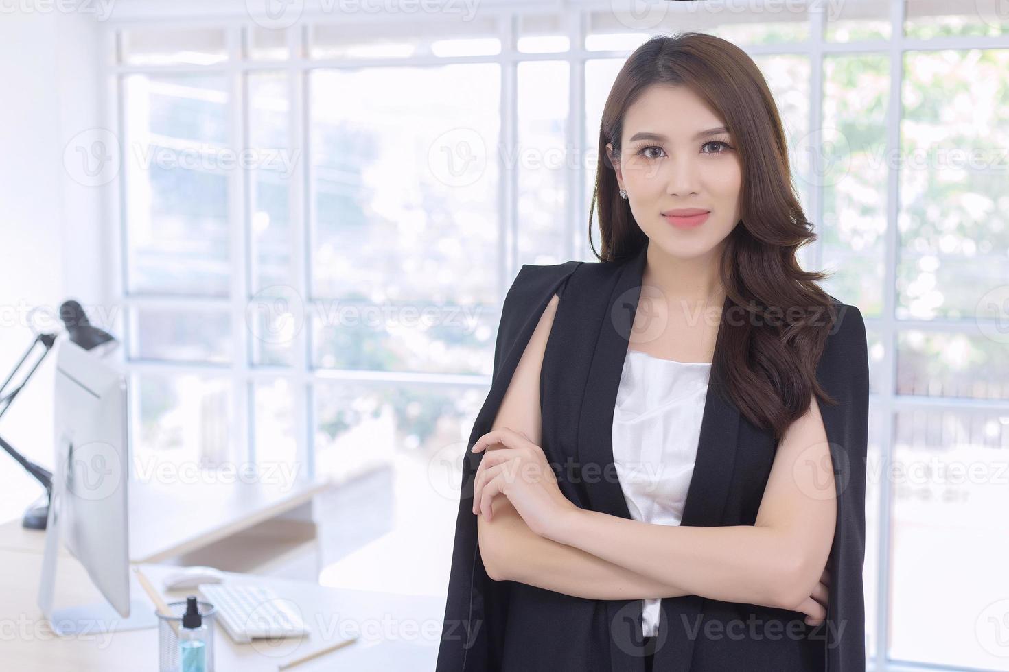 Work from home. Office lady in office photo
