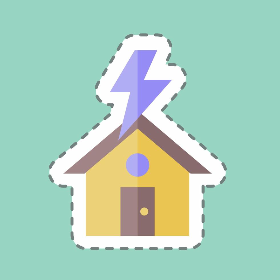 Sticker line cut Lightning Striking House. suitable for disasters symbol. color mate style. simple design editable. design template vector. simple symbol illustration vector