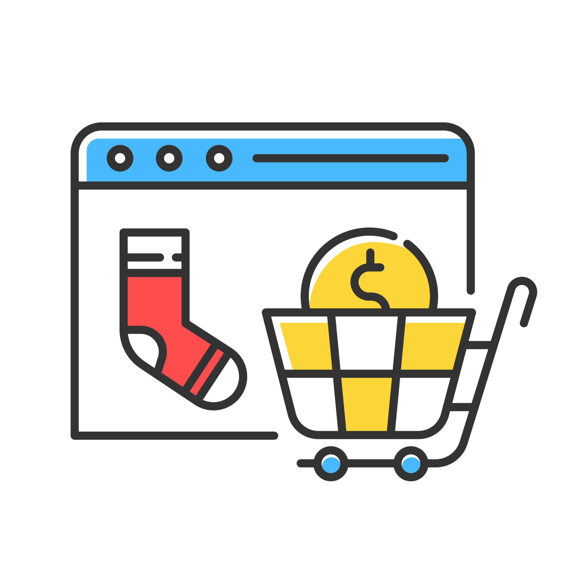 Online store website color icon. Marketplace online shopping. Internet trading business. Buying goods over site. E commerce seller. Computer payment. Digital purchase. Isolated vector illustration 7484050 Vector Art at Vecteezy