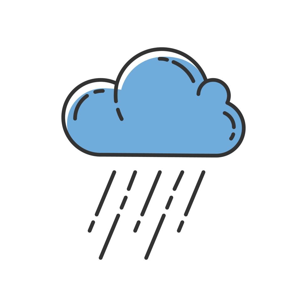 Downpour blue color icon. Rainstorm. Cloud, heavy rainfall. Torrential, pouring rain. Meteorological phenomenon. Weather event. Monsoon. Rainy season. Isolated vector illustration