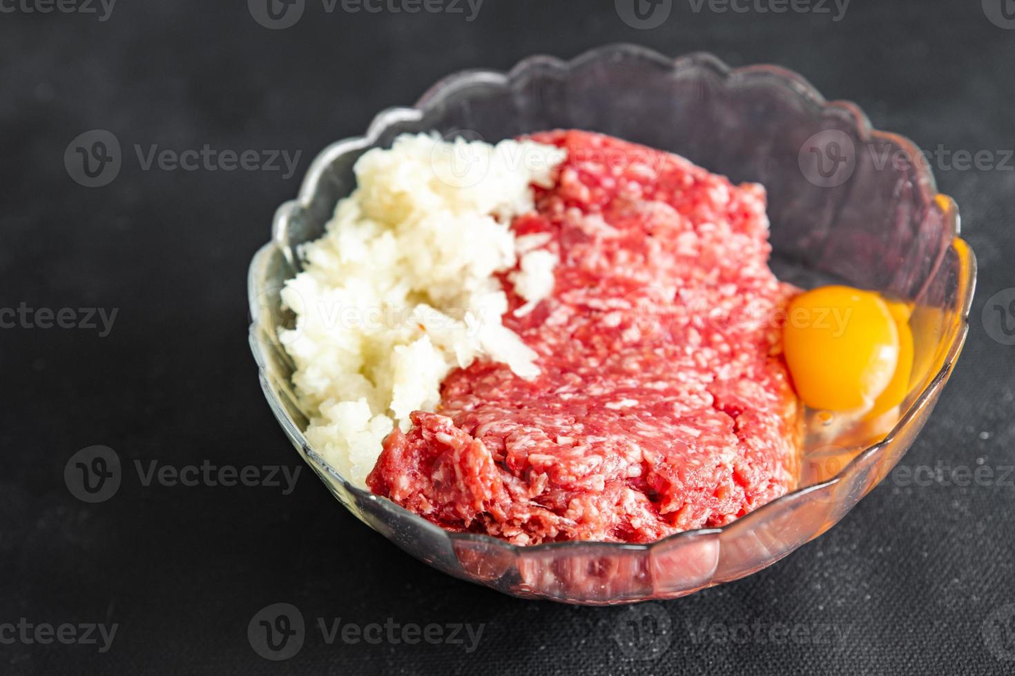 minced meat fresh beef, pork meal food on the table copy space photo