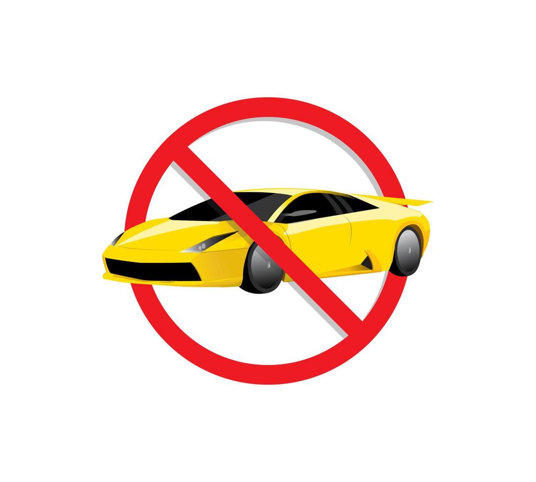 Circle Prohibited Sign For No Car. No Parking Sign. Vector illustration