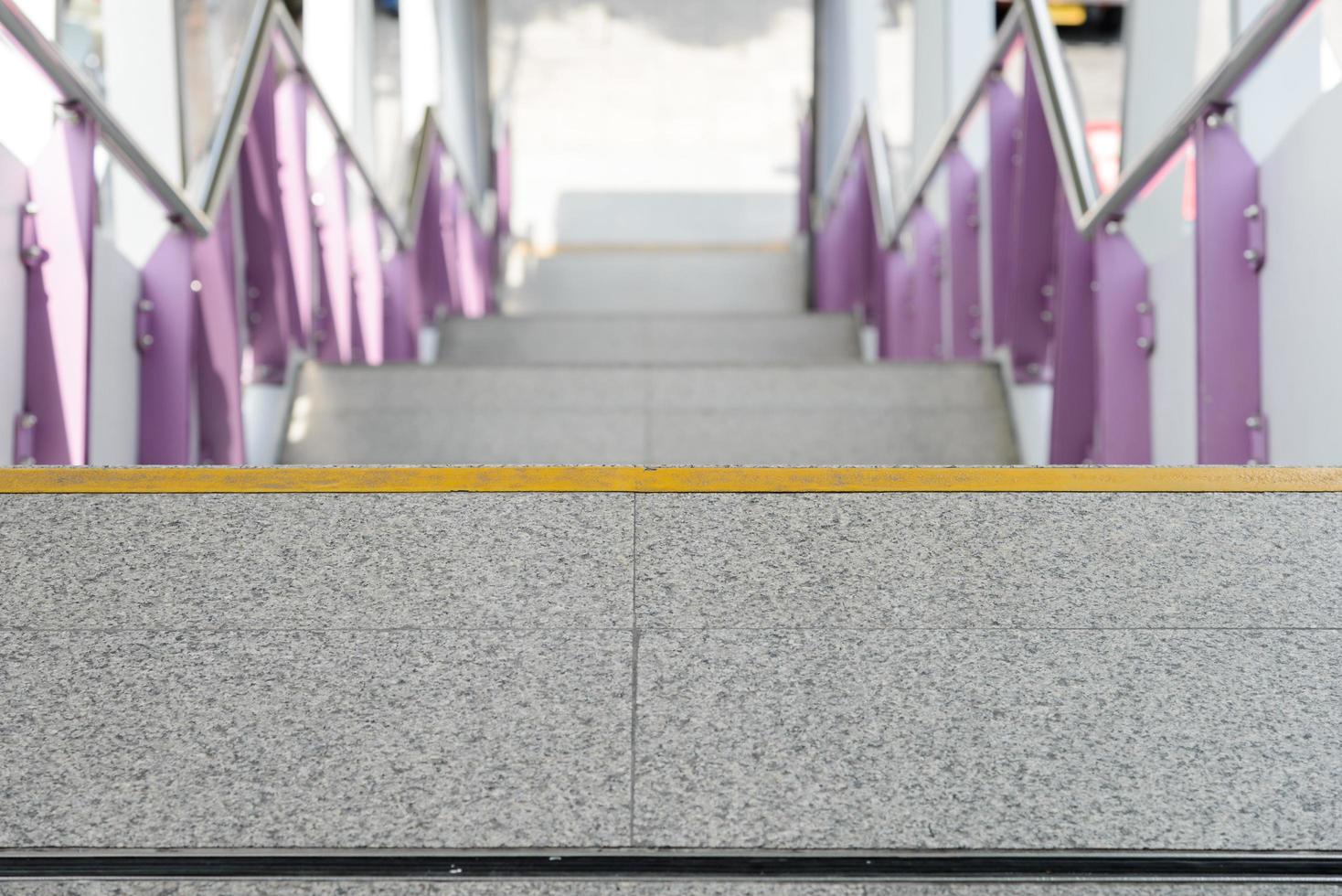 Close up and details empty stairs from electric train station - City Concept photo
