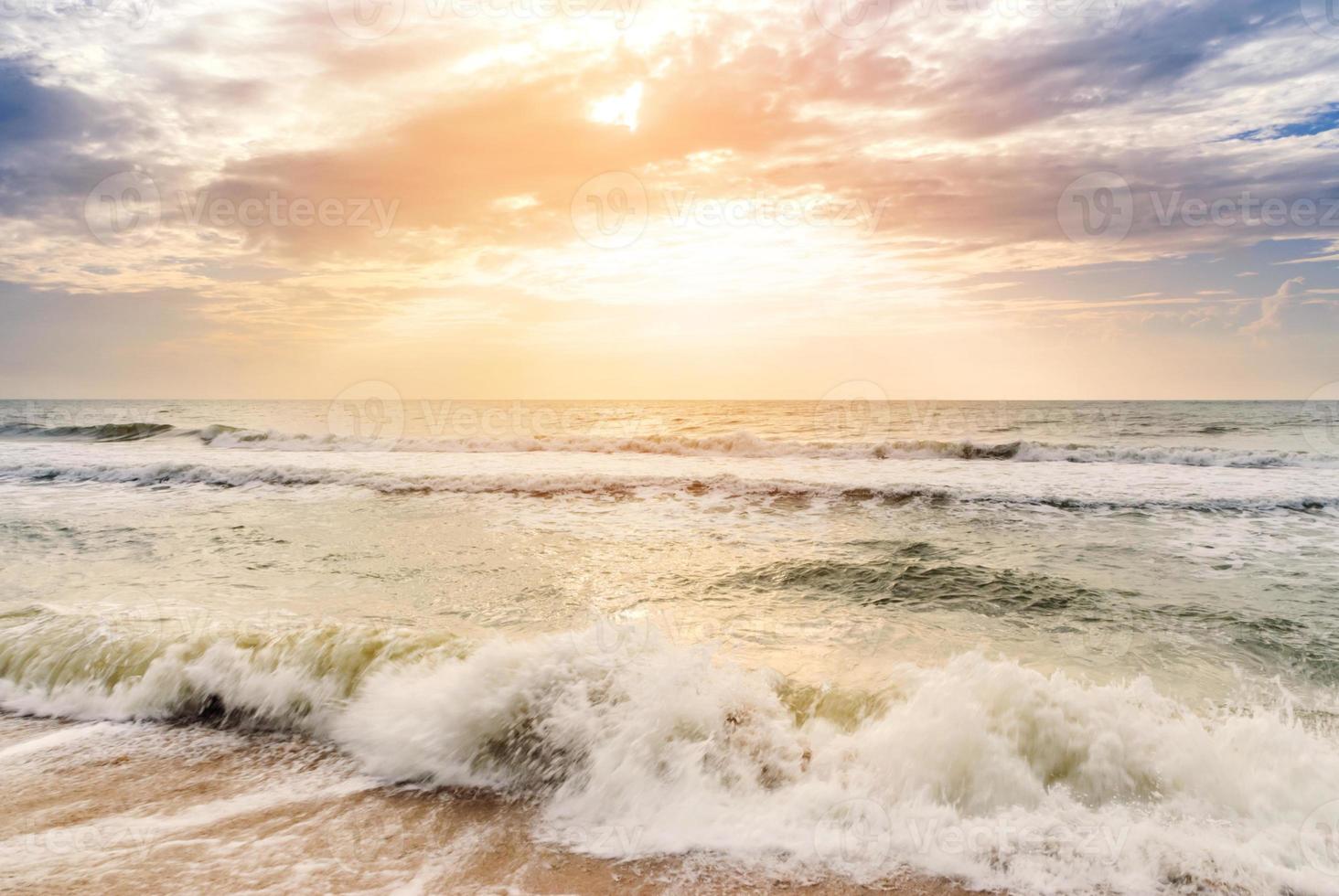 Landscape of tropical beach nature and clouds on horizon in Thailand. Summer relax outdoor concept. photo