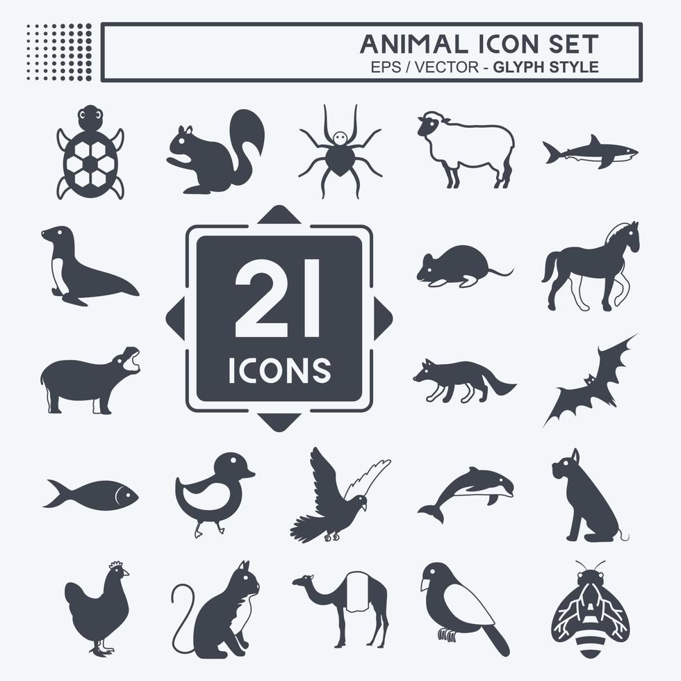 conjunto de iconos de animales. adecuado para el símbolo animal. estilo de glifo. diseño simple editable. vector de plantilla de diseño. ilustración de símbolo simple