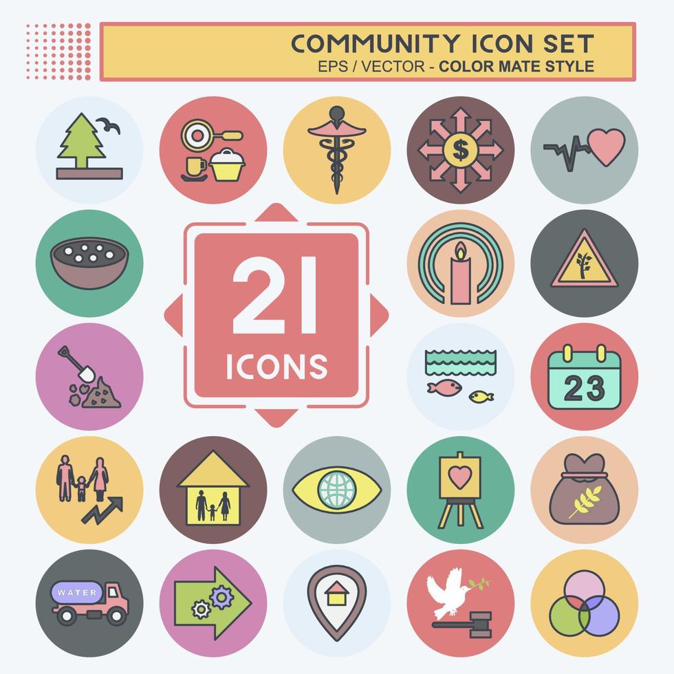 Community Icon Set. suitable for Education symbol. color mate style. simple design editable. design template vector. simple symbol illustration vector