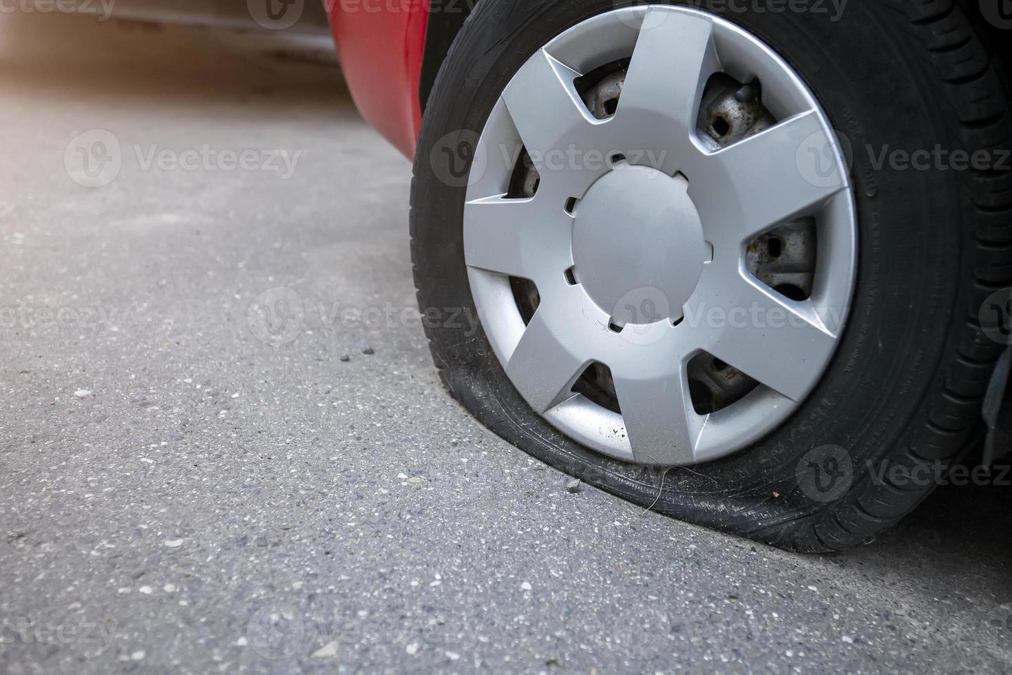 the punched wheel of the car close-up photo