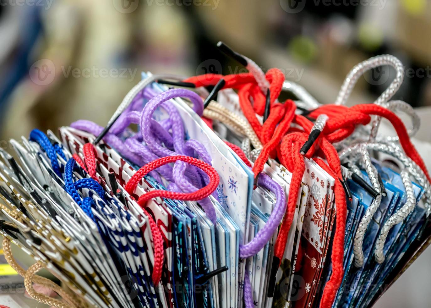 Colored Gift bags in a stack photo