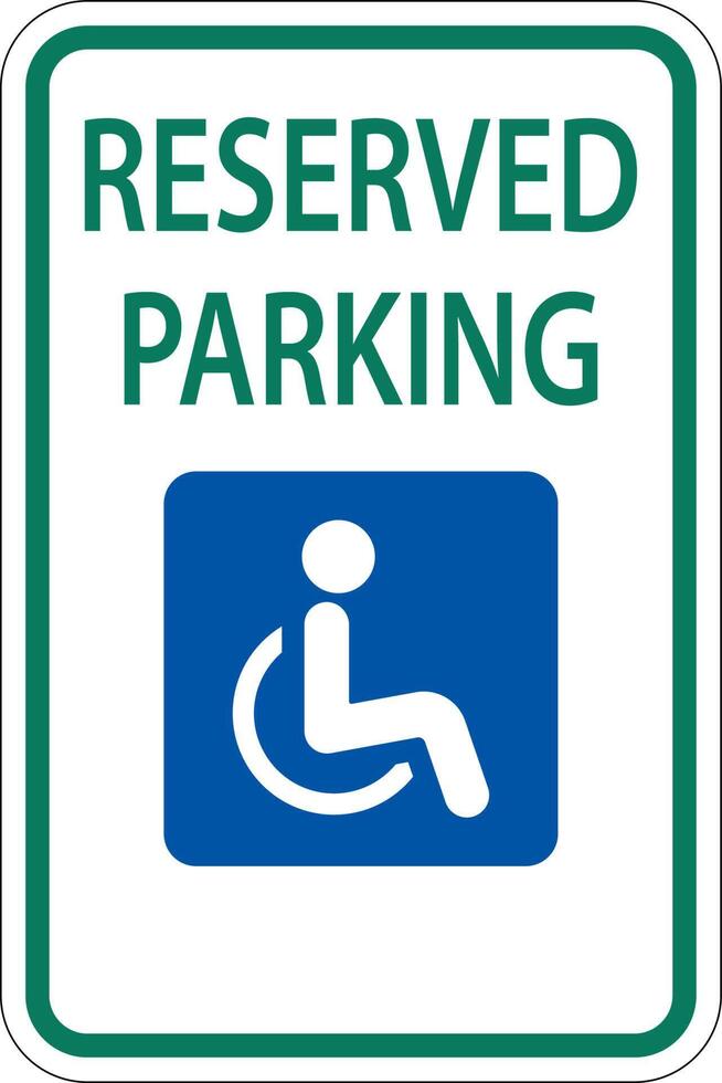 Accessible Reserved Parking Sign On White Background vector