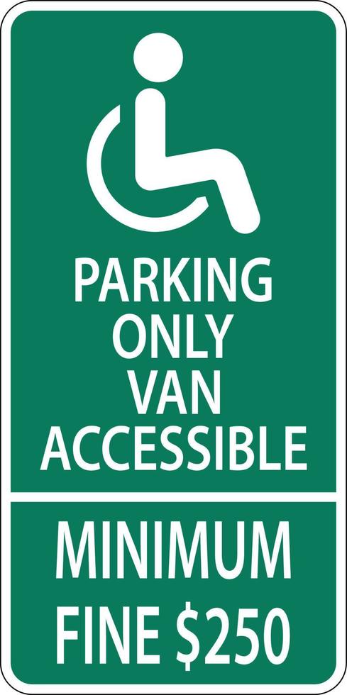 Handicap Parking Van Accessible Sign On White Background vector