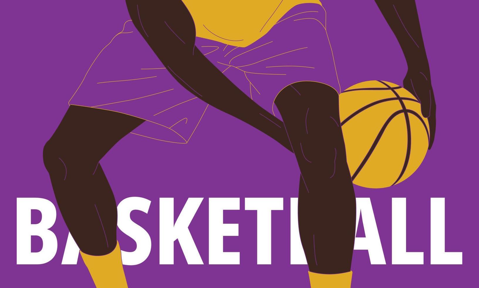 Illustration of basketball player in action. Isolate background. vector