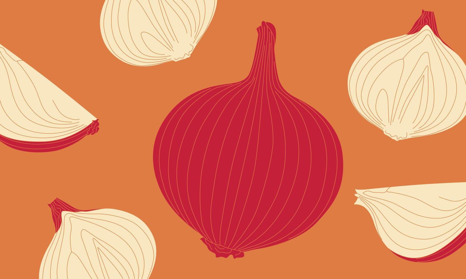 Illustration of easy-to-draw red onion. Isolate background. vector