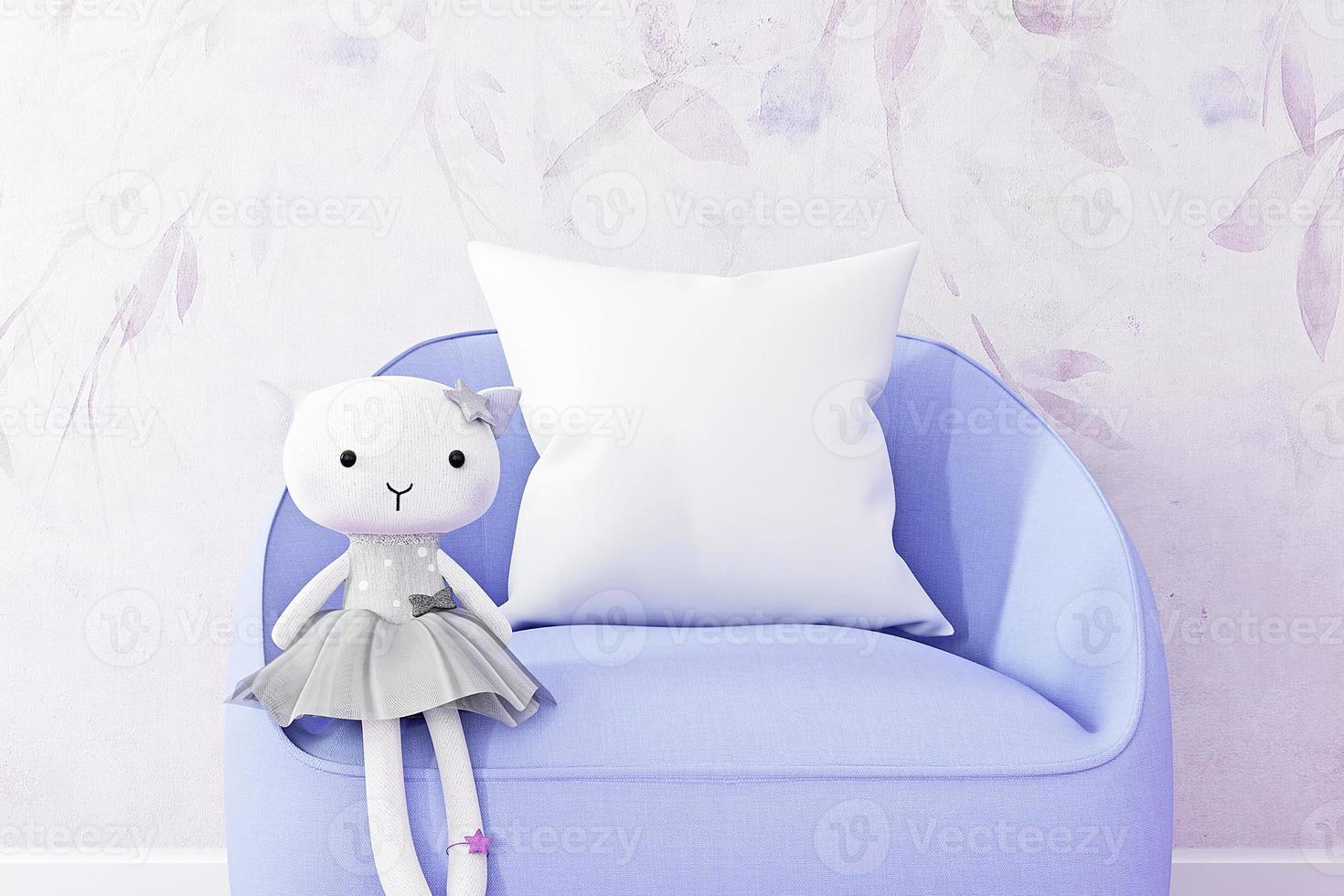 Pillow mockup kids violet chair-05 photo