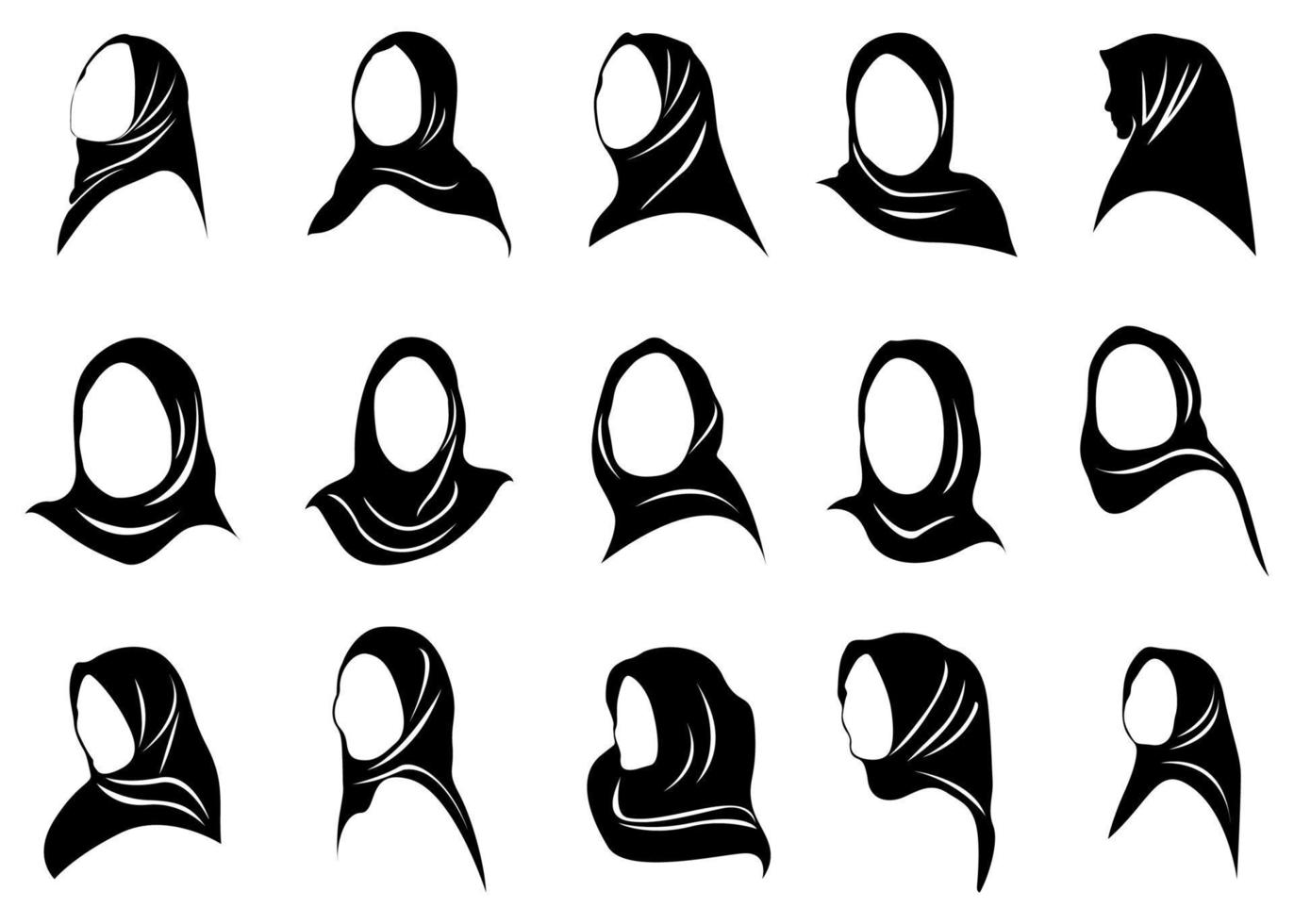 Collection of Hijab silhouette vector