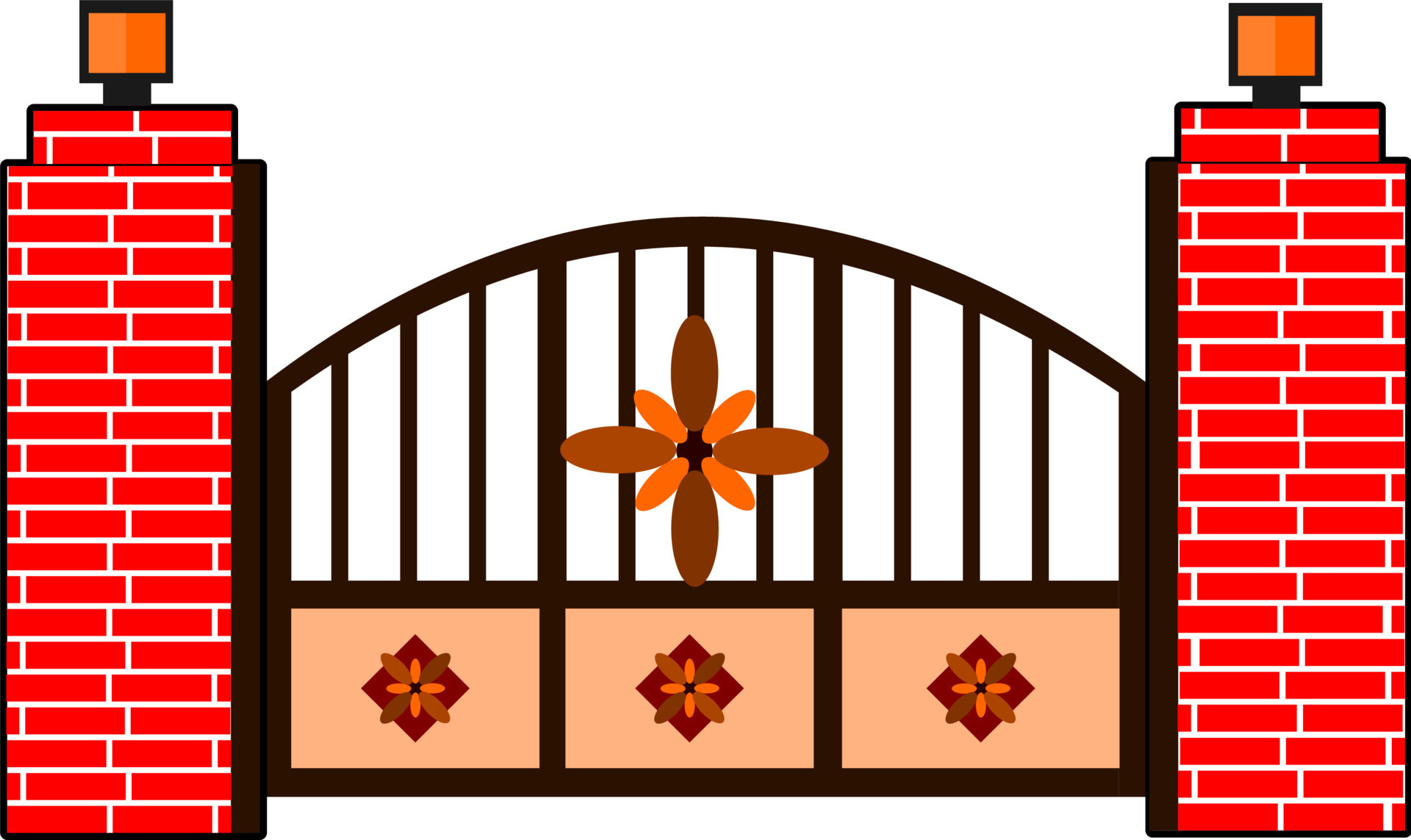 House Gate Wood Gate With Flower Motif Flat Style Vector Good For house-gate-wood-gate-with-flower-motif-flat-style-vector-good-for