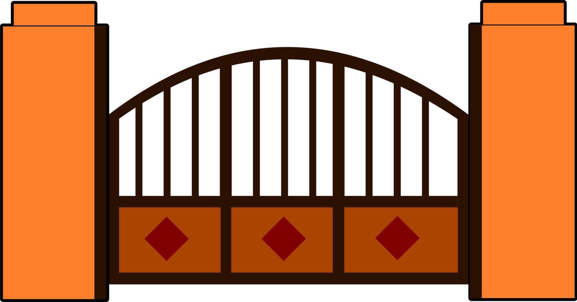 House gate, house fence iron gate, iron fence flat style vector eps