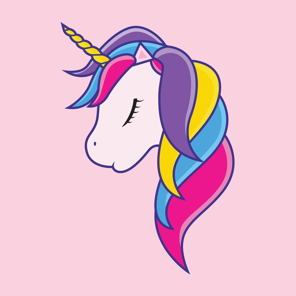 unicornio corona rosa rosa naranja dibujado a mano ilustración vector