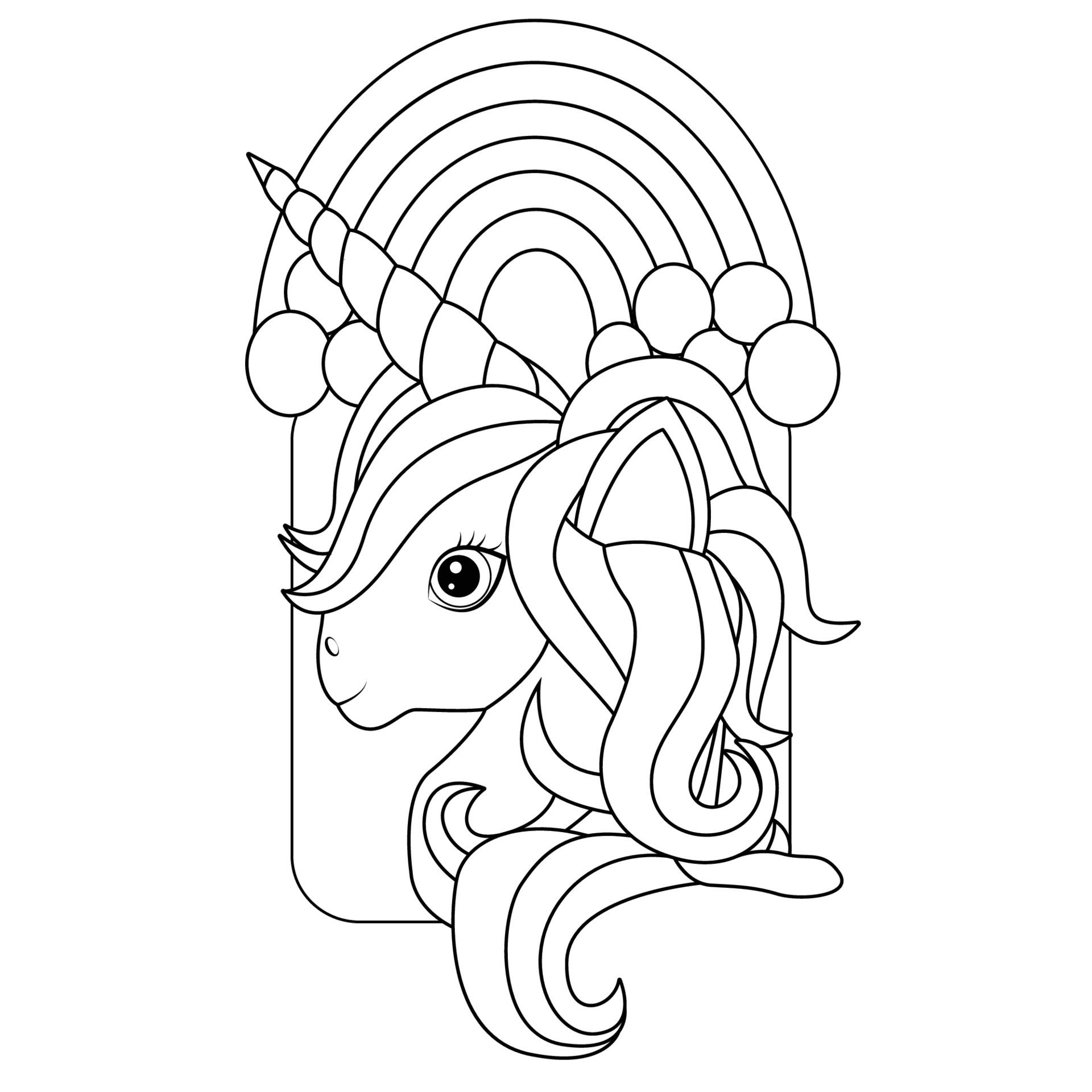 cute unicorn coloring page with rainbow 7486512 vector art at vecteezy