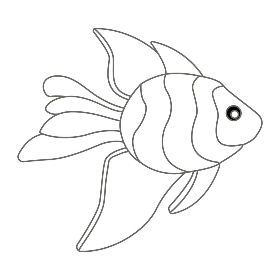 Fish Coloring Page Under Water With Bubbles vector