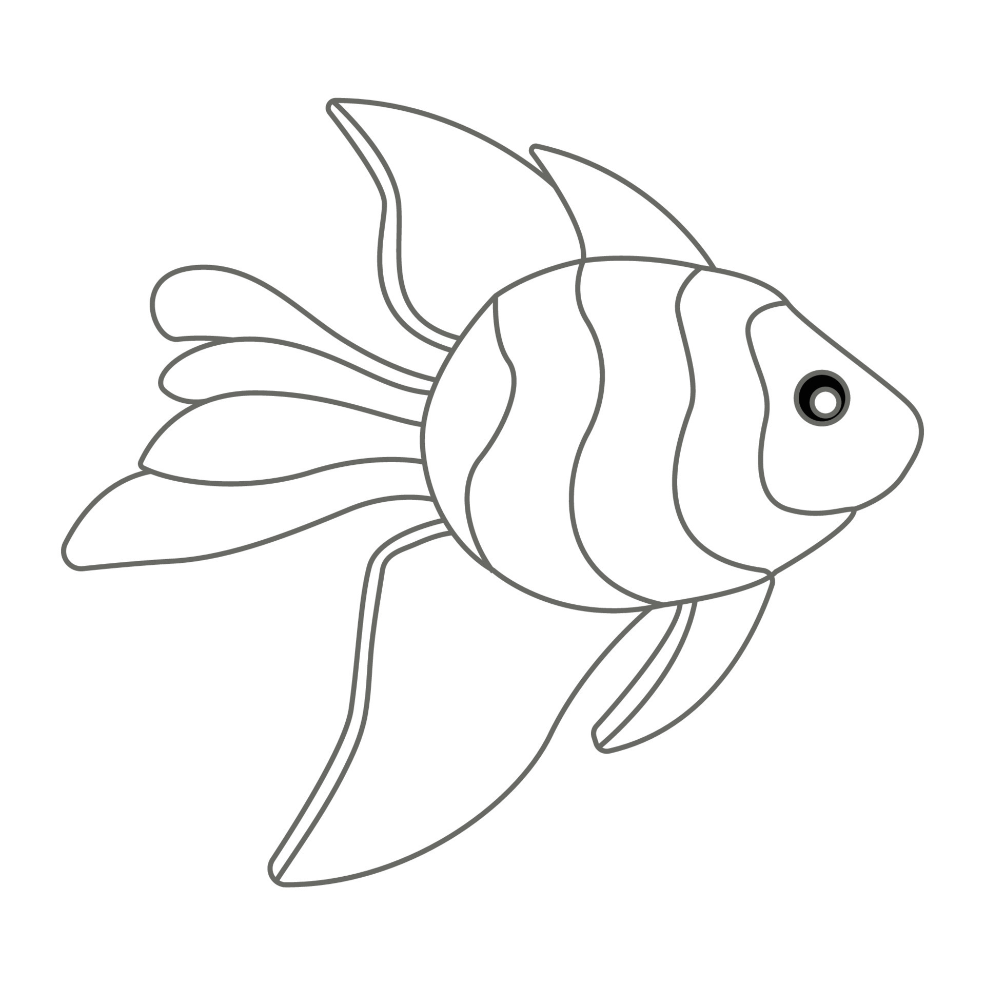 Fish Coloring Page Under Water With Bubbles 20 Vector Art at ...