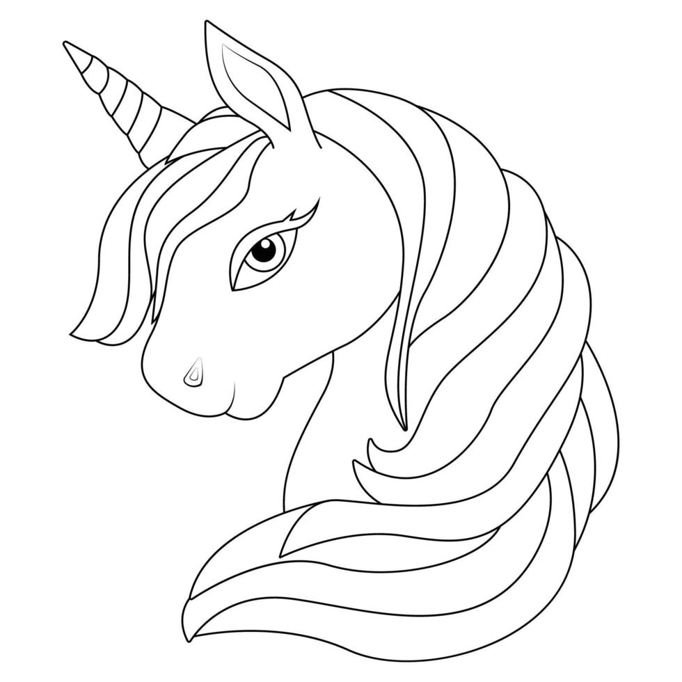 Cute Unicorn Coloring Page For Kids vector