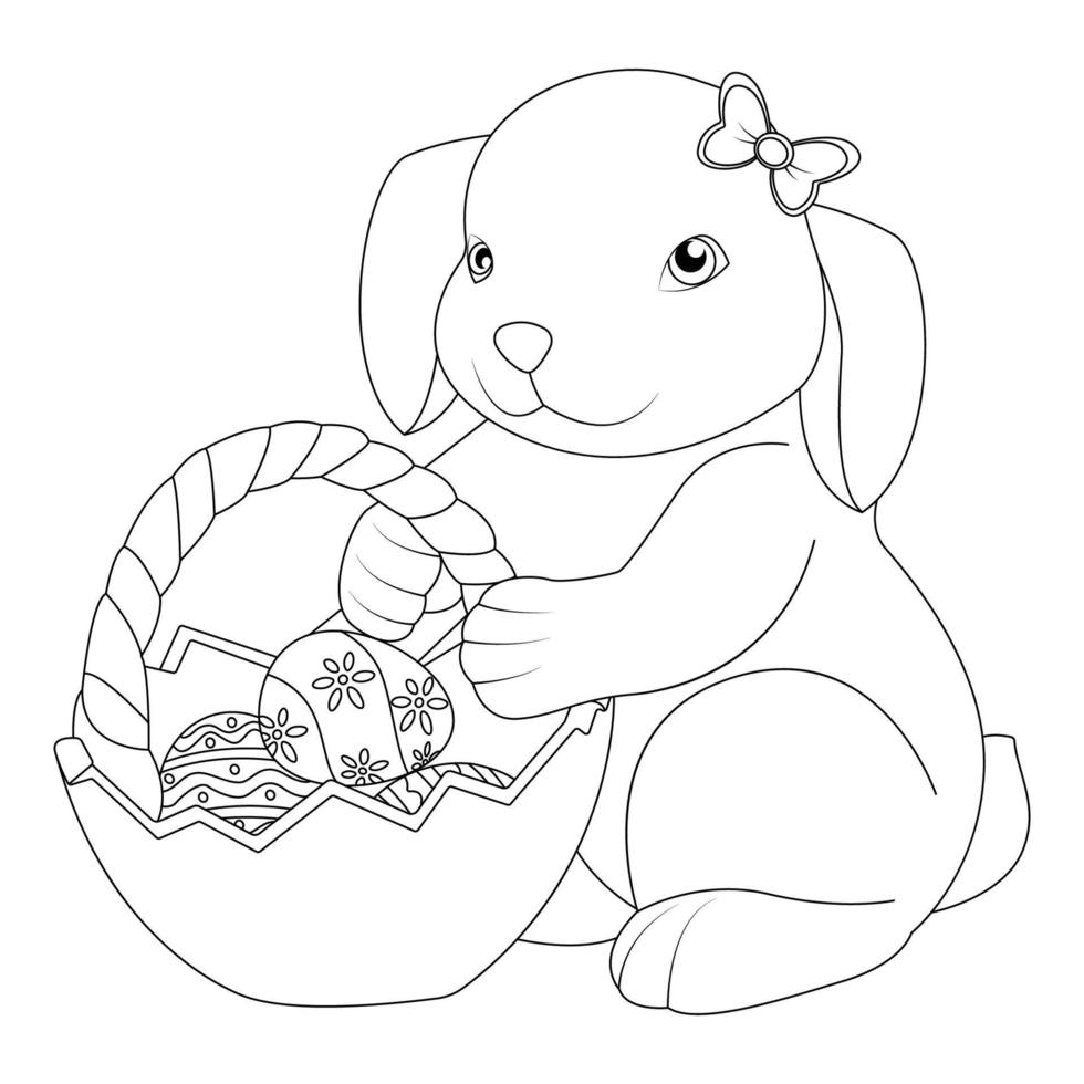 Cute Happy Easter Coloring Pages vector