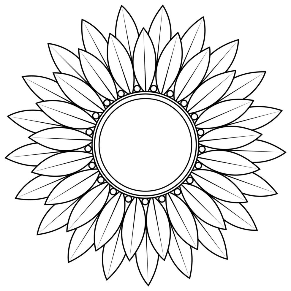 Mandala Style Flowers Coloring Page vector