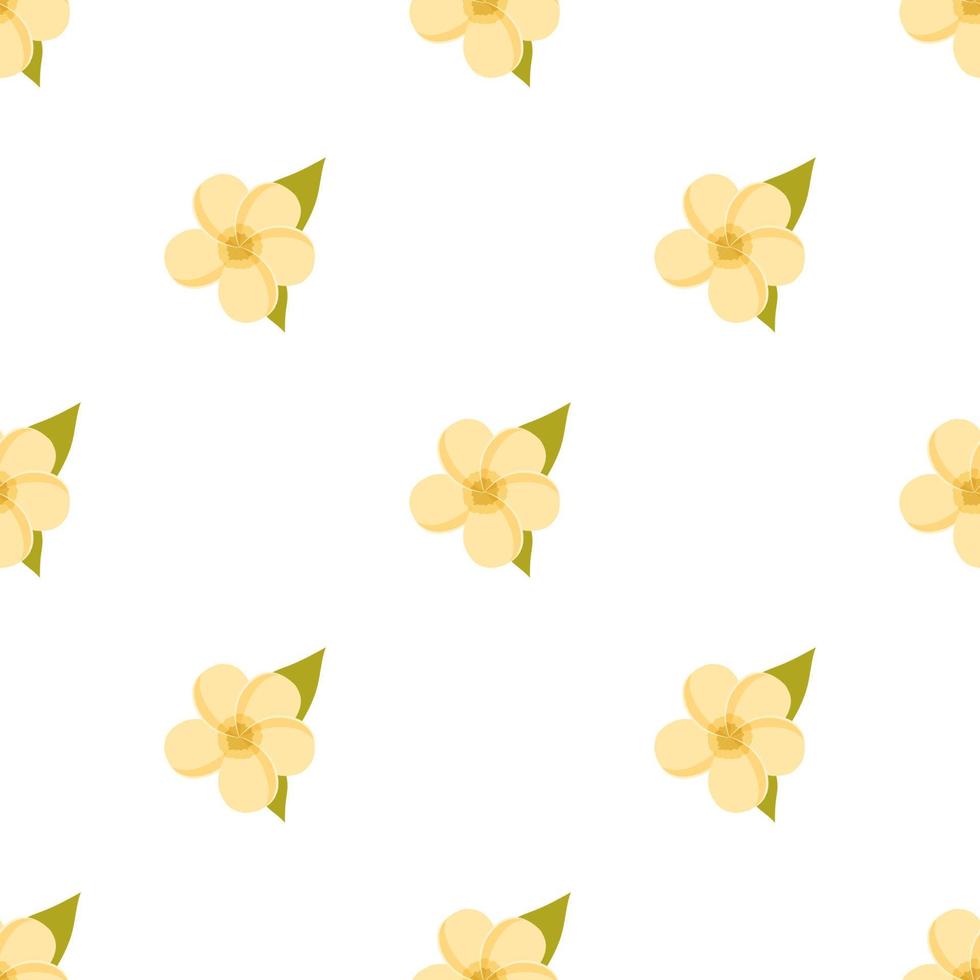Seamless pattern with yellow plumeria flowers on a white background. Background for greeting cards, wedding invitations, womens pattern for clothes, decorative paper and much more. vector
