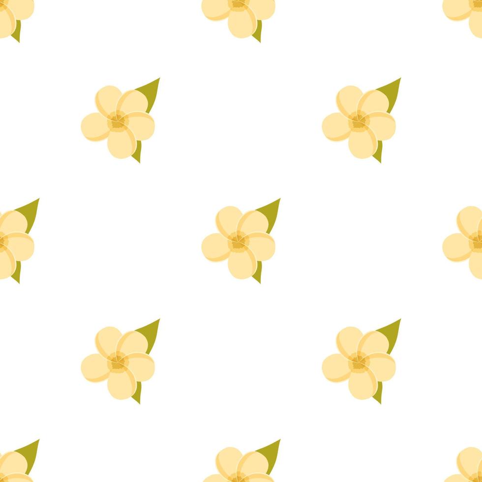 patrón impecable con flores de plumeria amarillas sobre un fondo blanco. fondo para tarjetas de felicitación, invitaciones de boda, patrón de mujer para ropa, papel decorativo y mucho más. vector