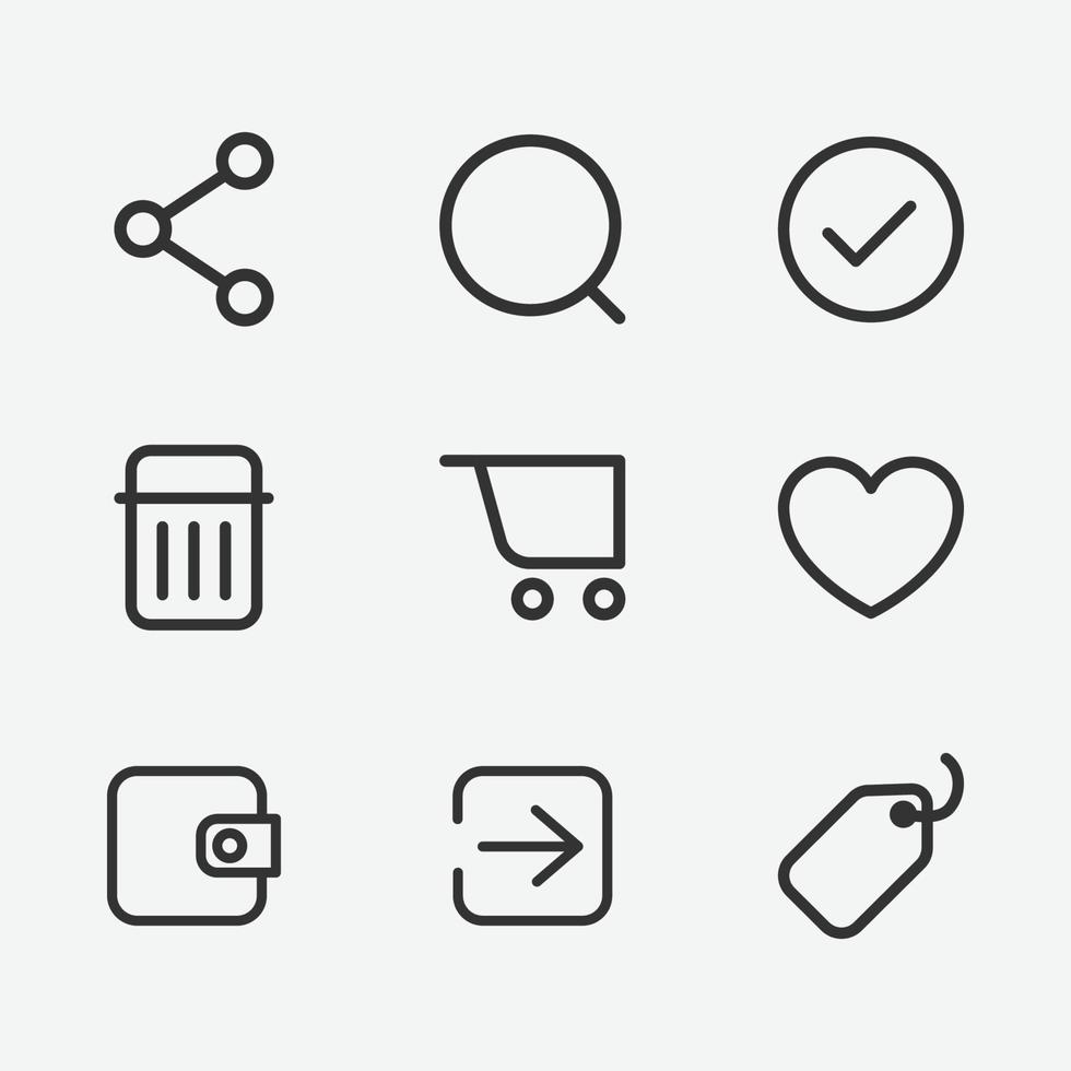 Set of user interface vector icon isolated