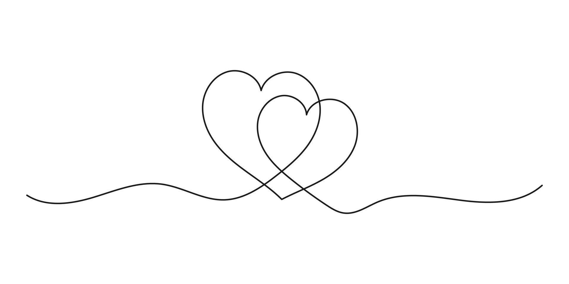 Heart continuous line art drawing minimalism design on white background vector