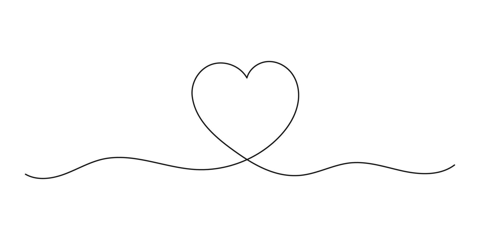 corazón línea continua arte dibujo minimalismo diseño sobre fondo blanco vector