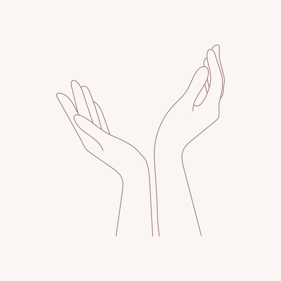 Continuous Line Art Drawing of Hands Couple in a Trendy Minimalist Style vector