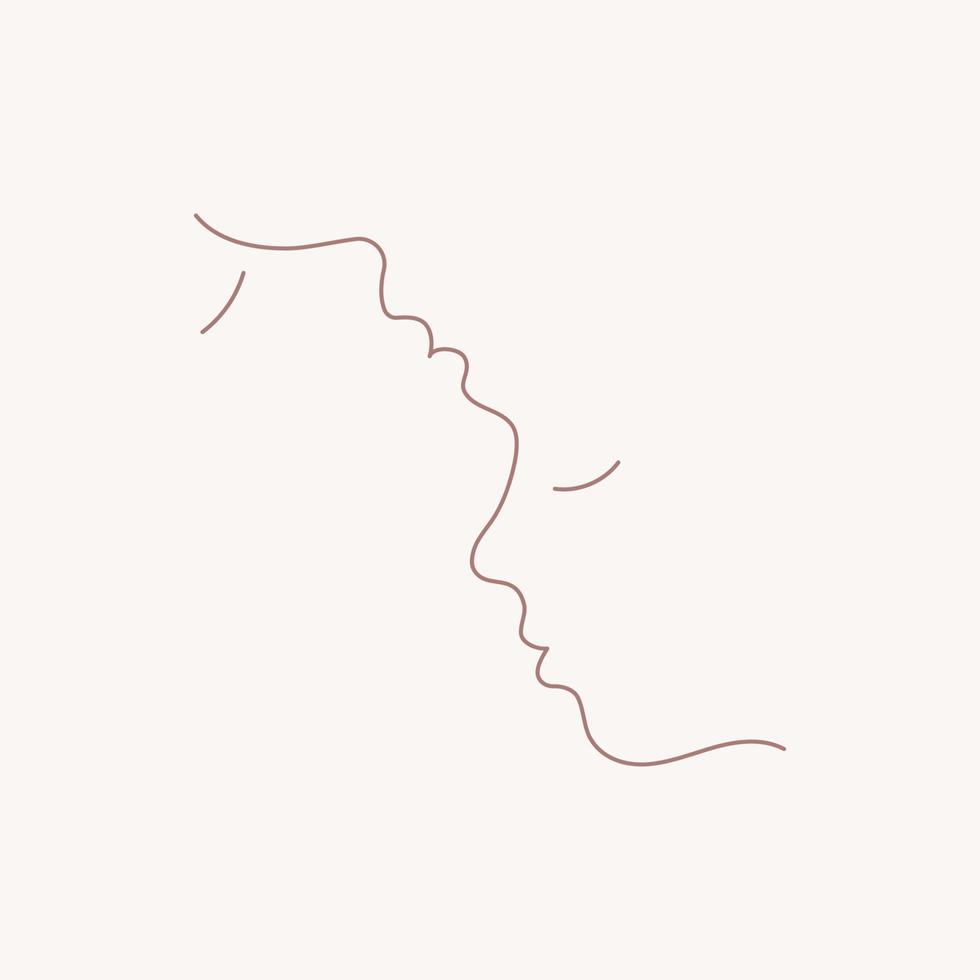 dibujo de arte de línea continua de caras de pareja en un estilo minimalista de moda vector