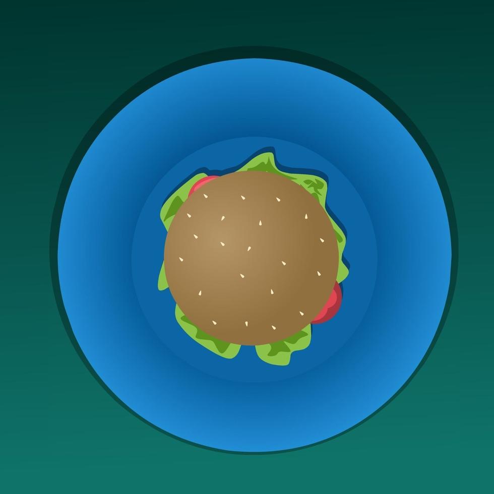 vector of a hamburger on a plate