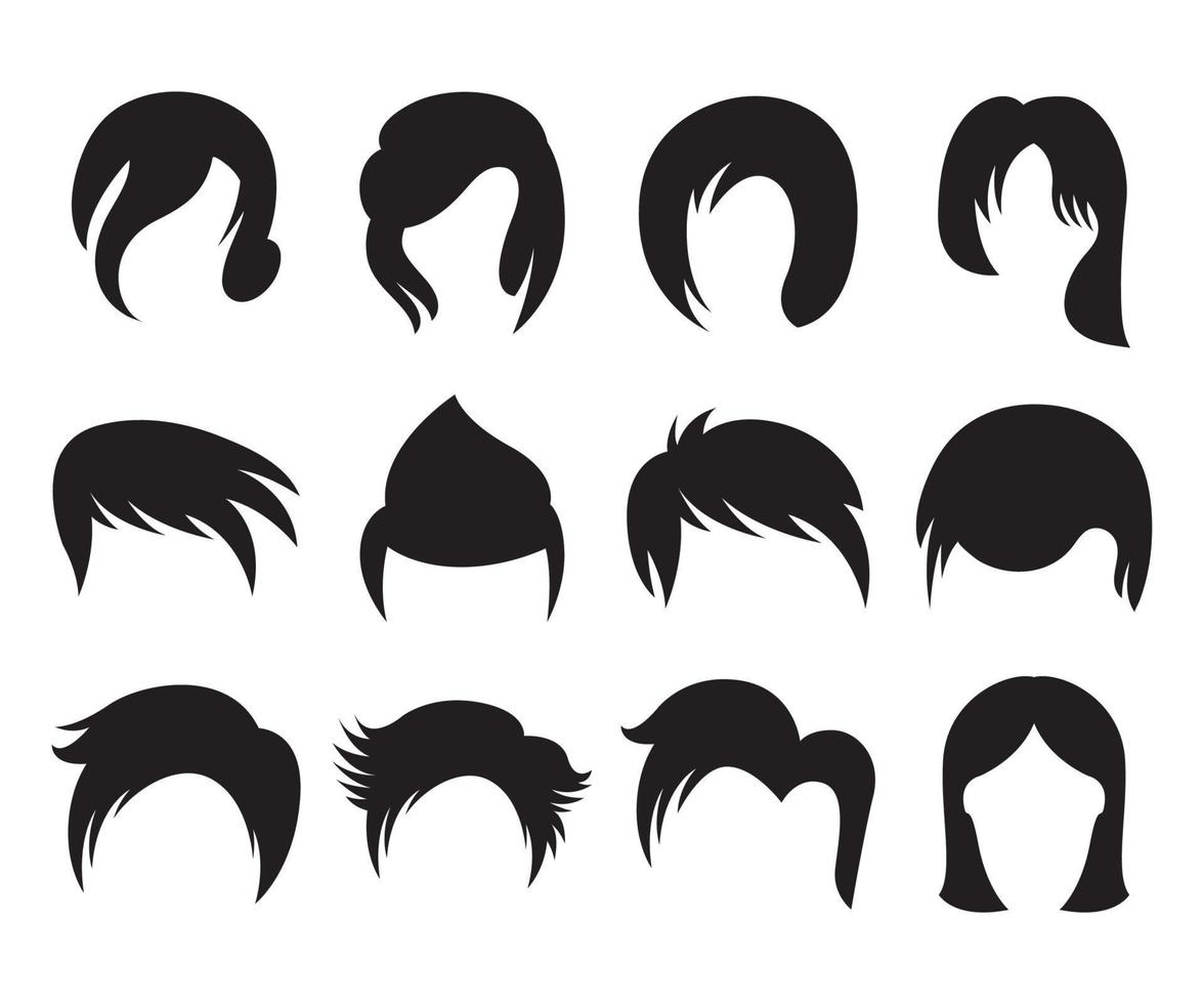 hairstyle and wig icons set vector