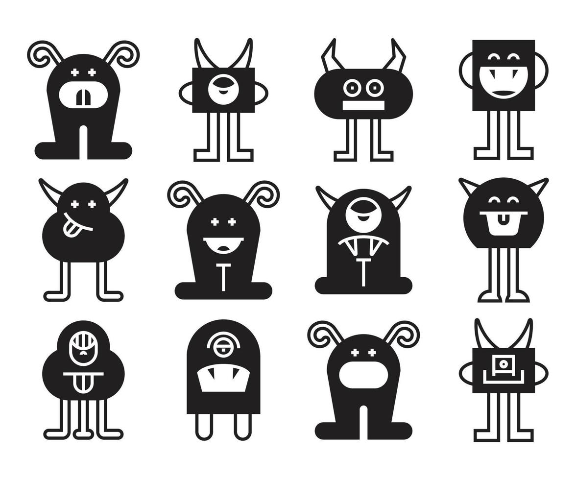 cartoon monster icons vector illustration